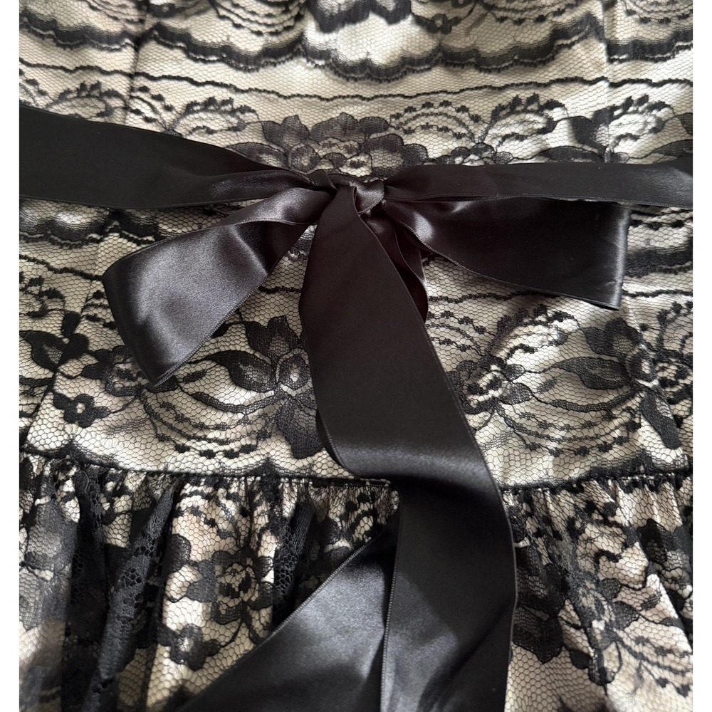 VTG 80s Jessica McClintock Gunne Sax Lace & Tull Gold Black Dress Party 9 / 10 - Picture 5 of 16